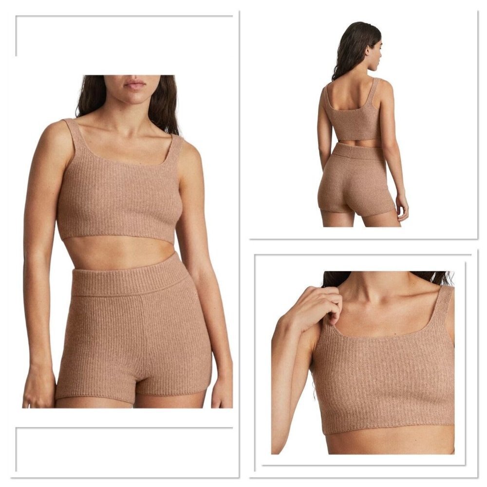 Everlane Camel Yak And‎ Wool Blend The Cozy Stretch Knit Cropped Tank Size XXS